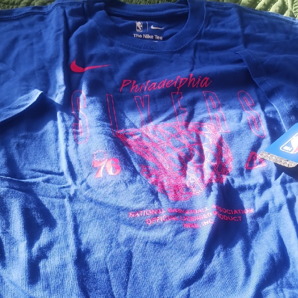 Nike Blue and Red Philadelphia 76ers Tee